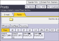Ilustração do ecrã do painel de operação