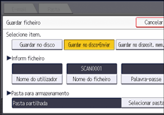 Ilustração do ecrã do painel de operação