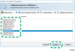 Ilustração do ecrã do driver