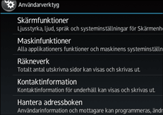 Bild på användarpanelens skärm