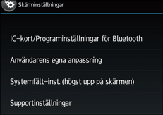 Bild på användarpanelens skärm