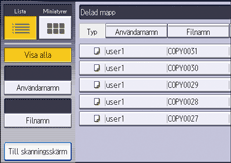 Bild på användarpanelens skärm