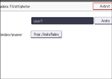 Bild på användarpanelens skärm