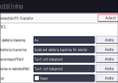 Bild på användarpanelens skärm