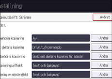 Bild på användarpanelens skärm