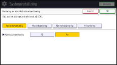 Bild på användarpanelens skärm