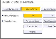 Bild på användarpanelens skärm