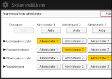 Bild på användarpanelens skärm
