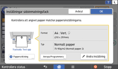 Bild på användarpanelens skärm