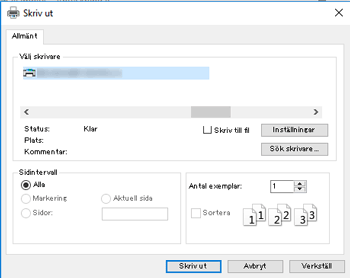 Bild på drivrutinens skärmbild