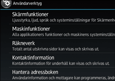 Bild på användarpanelens skärm