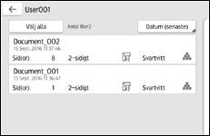 Bild på användarpanelens skärm