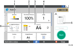 Bild på användarpanelen (numrerade detaljer)