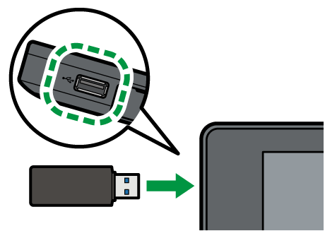 Illustrazione di inserimento di un dispositivo di memoria flash USB