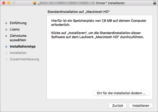 Abbildung Treiberbildschirm