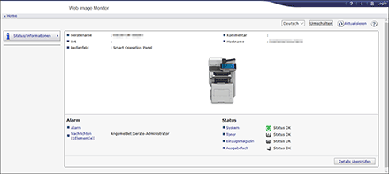Webbrowser-Bildschirmdarstellung