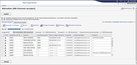 Webbrowser-Bildschirmdarstellung