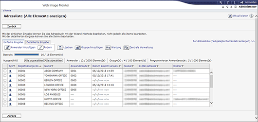 Webbrowser-Bildschirmdarstellung