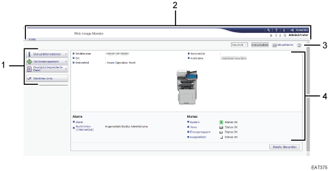 Nummerierte Abbildung der Webbrowser-Anzeige