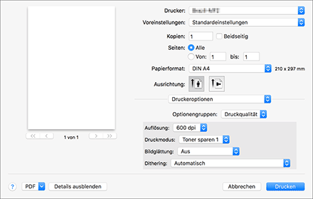 Abbildung Treiberbildschirm