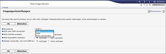 Webbrowser-Bildschirmdarstellung