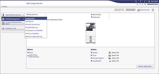 Webbrowser-Bildschirmdarstellung