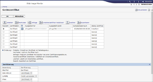 Webbrowser-Bildschirmdarstellung