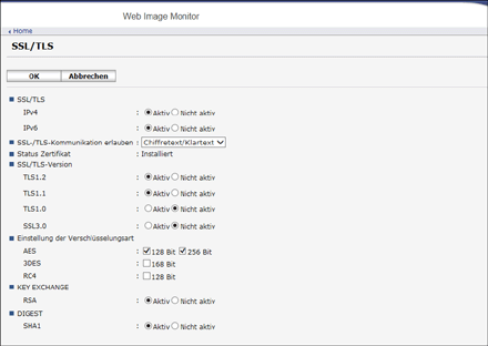 Webbrowser-Bildschirmdarstellung