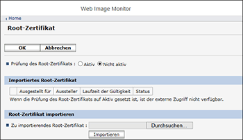 Webbrowser-Bildschirmdarstellung