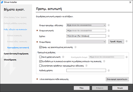 Εικόνα του προγράμματος εγκατάστασης για το πρόγραμμα οδήγησης