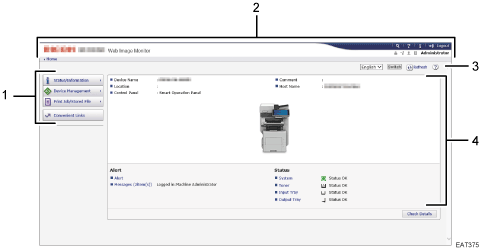 Web browser screen illustration numbered callout illustration