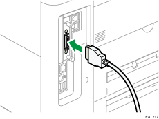 Illustration of connecting the IEEE 1284 interface cable