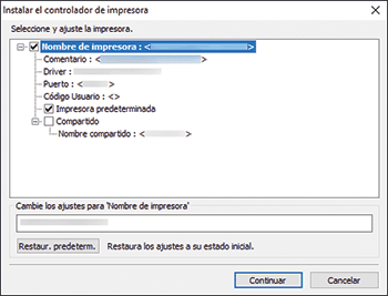 Ilustración de la pantalla del driver