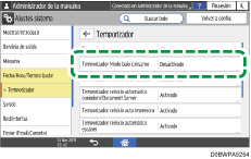 Ilustración de la pantalla del panel de mandos