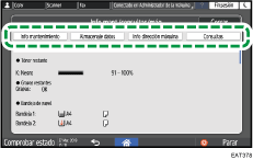 Ilustración de la pantalla del panel de mandos