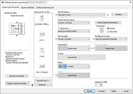 Ilustración de la pantalla del driver