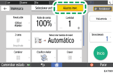 Ilustración de la pantalla del panel de mandos