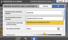 Ilustración de la pantalla del panel de mandos