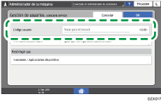 Ilustración de la pantalla del panel de mandos