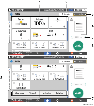 Käyttöpaneelin numeroitu näyttö