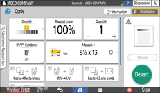 Illustration de l'écran du panneau de commande