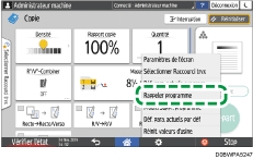 Illustration de l'écran du panneau de commande