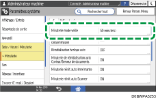 Illustration de l'écran du panneau de commande