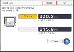Illustration de l'écran du panneau de commande