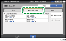 Illustration de l'écran du panneau de commande