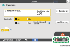 Illustration de l'écran du panneau de commande