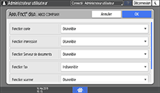 Illustration de l'écran du panneau de commande