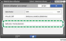 Illustration de l'écran du panneau de commande