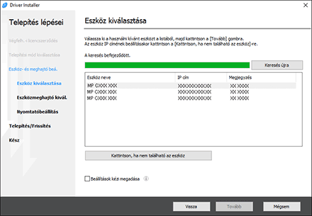 Az illesztőprogram-telepítő ábrája