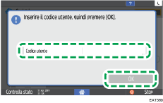 Illustrazione della schermata sul pannello di controllo